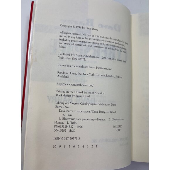 Dave Barry In Cyberspace Hardcover 1996 Humor Book By Crown Publishers - Picture 4 of 5